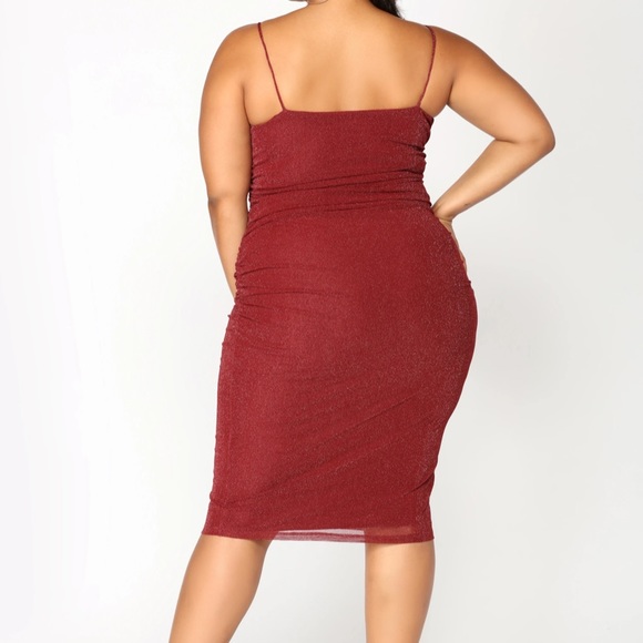 Fashion Nova Red Sparkle Midi Dress - Size XL - Picture 5 of 10